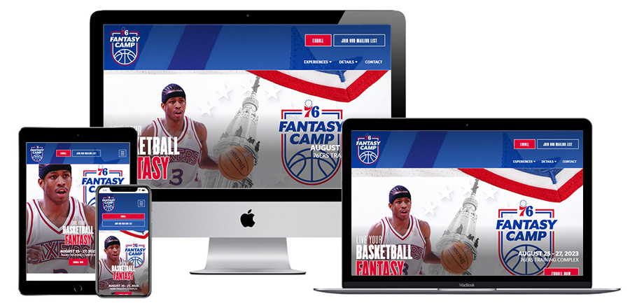 76ers Fantasy Camp responsive websites