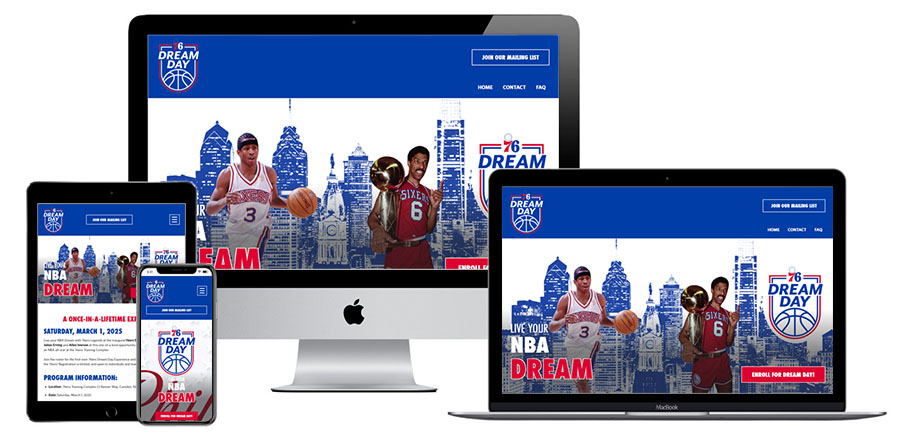 76ers Fantasy Camp responsive websites